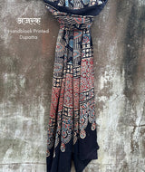 Ajrakh modal silk hand block printed stole