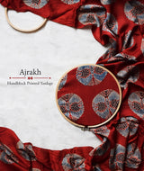 Ajrakh modal silk hand block printed yardage