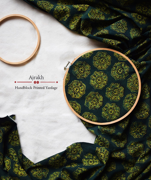 AJRAKH COTTON HAND PRINTED YARDAGE