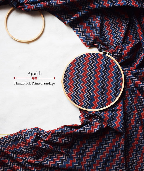 AJRAKH COTTON HAND PRINTED YARDAGE