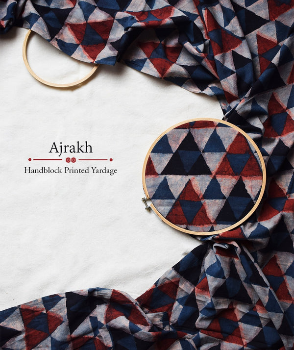 AJRAKH COTTON HAND PRINTED YARDAGE