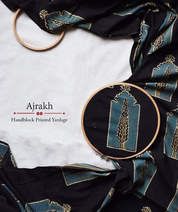 AJRAKH COTTON HAND PRINTED YARDAGE