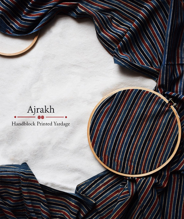 AJRAKH COTTON HAND PRINTED YARDAGE