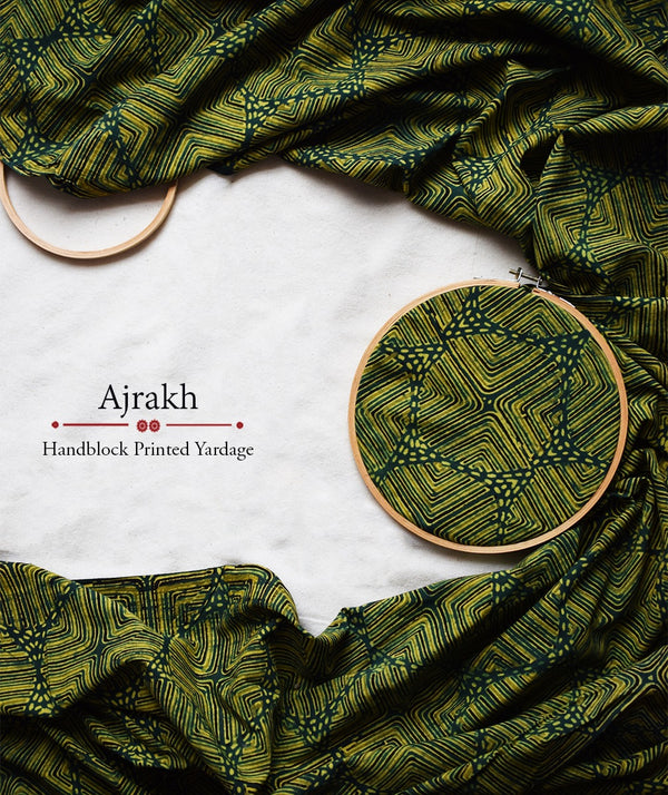 AJRAKH COTTON HAND PRINTED YARDAGE