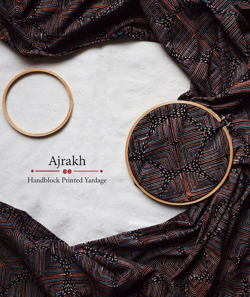 AJRAKH COTTON HAND PRINTED YARDAGE