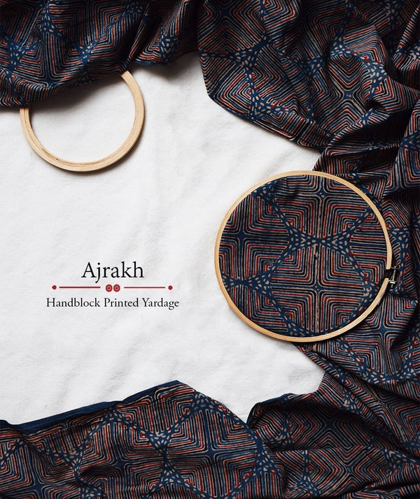 AJRAKH COTTON HAND PRINTED YARDAGE