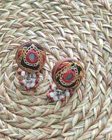 WHE Minimal Orange Hand Embroidered Earrings