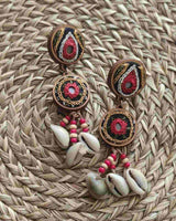 WHE 2-Layer Multicolor Hand Embroidered Earrings