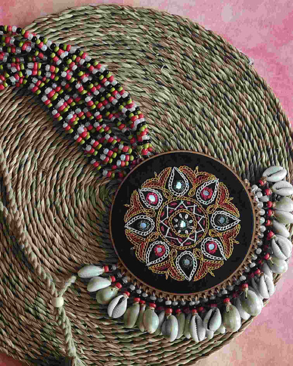 WHE Hand Embroidered Multicolor pendant Choker