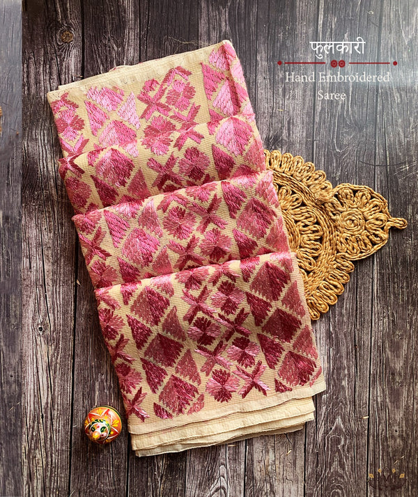 Phulkari Hand Embroidery Saree