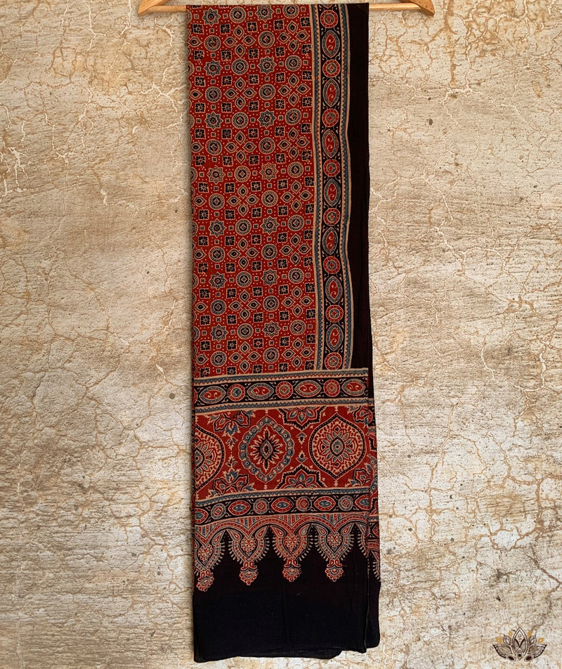 Ajrakh cotton hand block printed stole