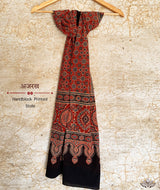 Ajrakh cotton hand block printed stole