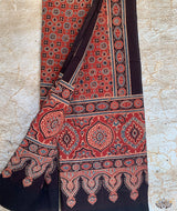 Ajrakh cotton hand block printed stole