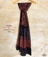 Ajrakh cotton hand block printed stole