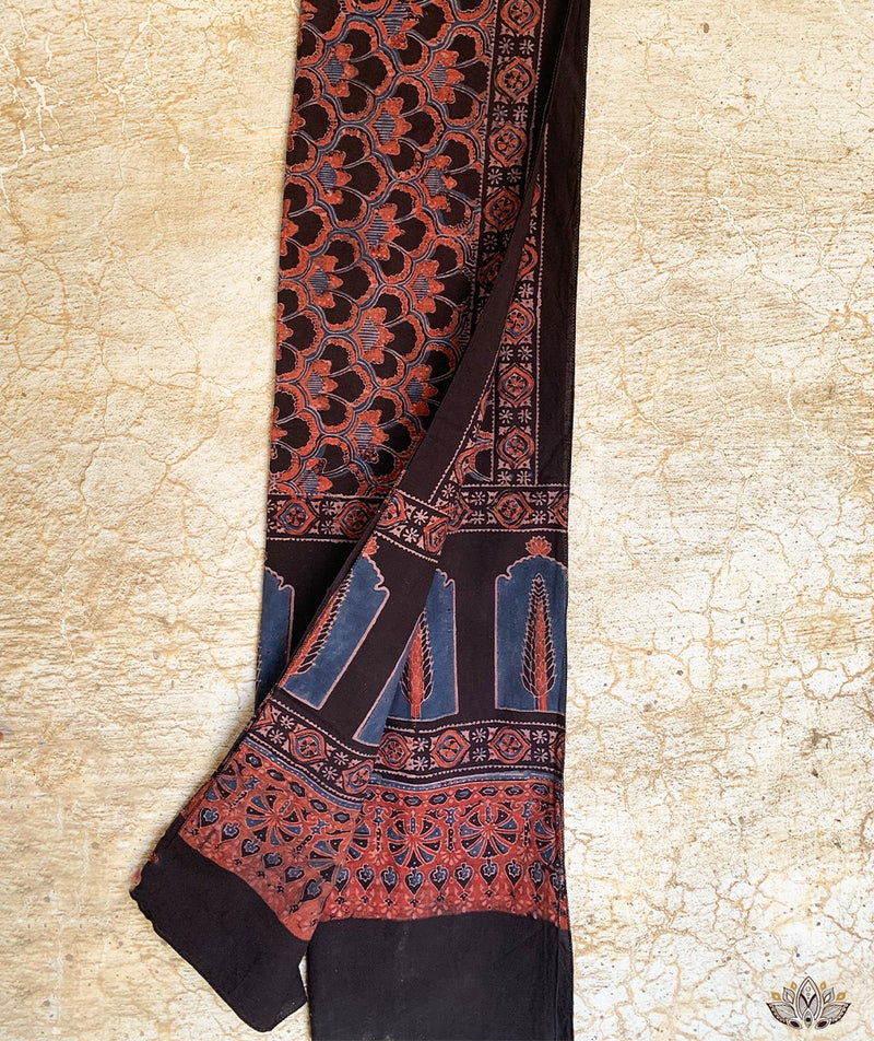 Ajrakh cotton hand block printed stole