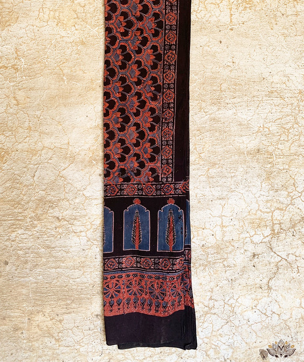 Ajrakh cotton hand block printed stole