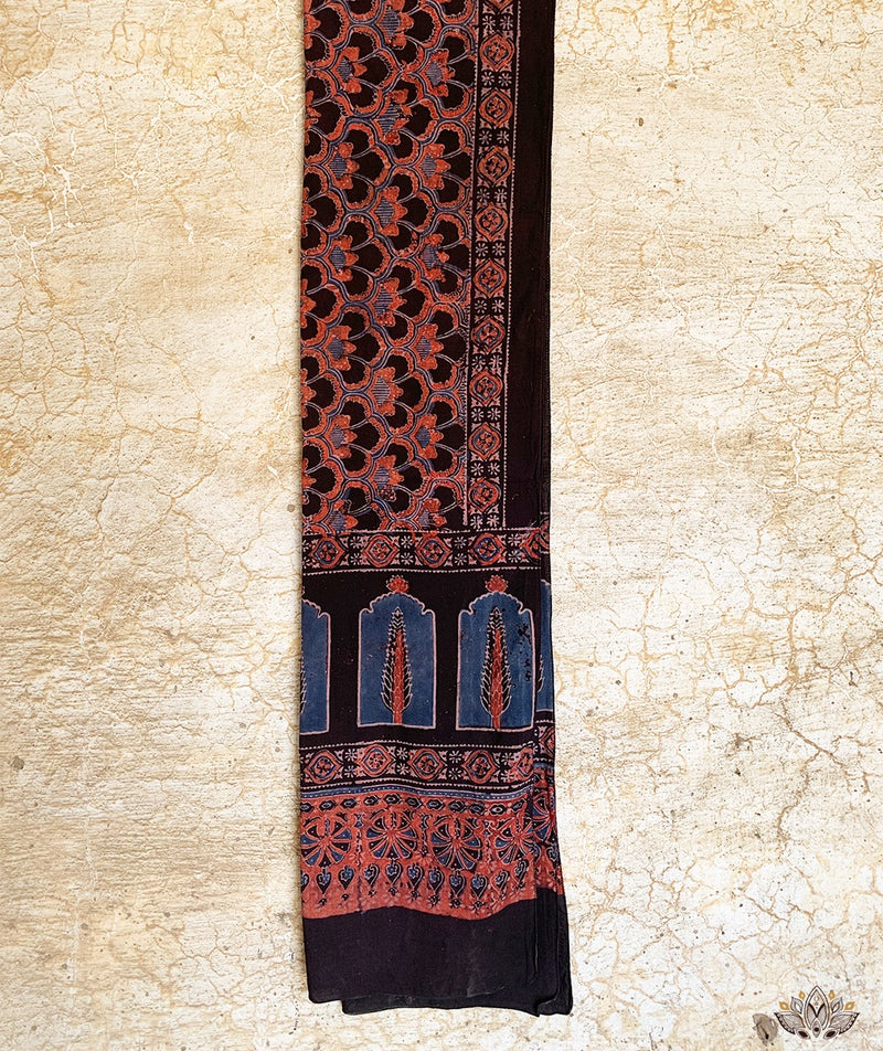 Ajrakh cotton hand block printed stole