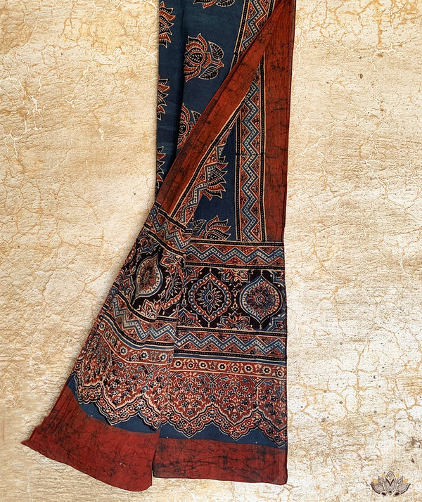 Ajrakh cotton hand block printed stole