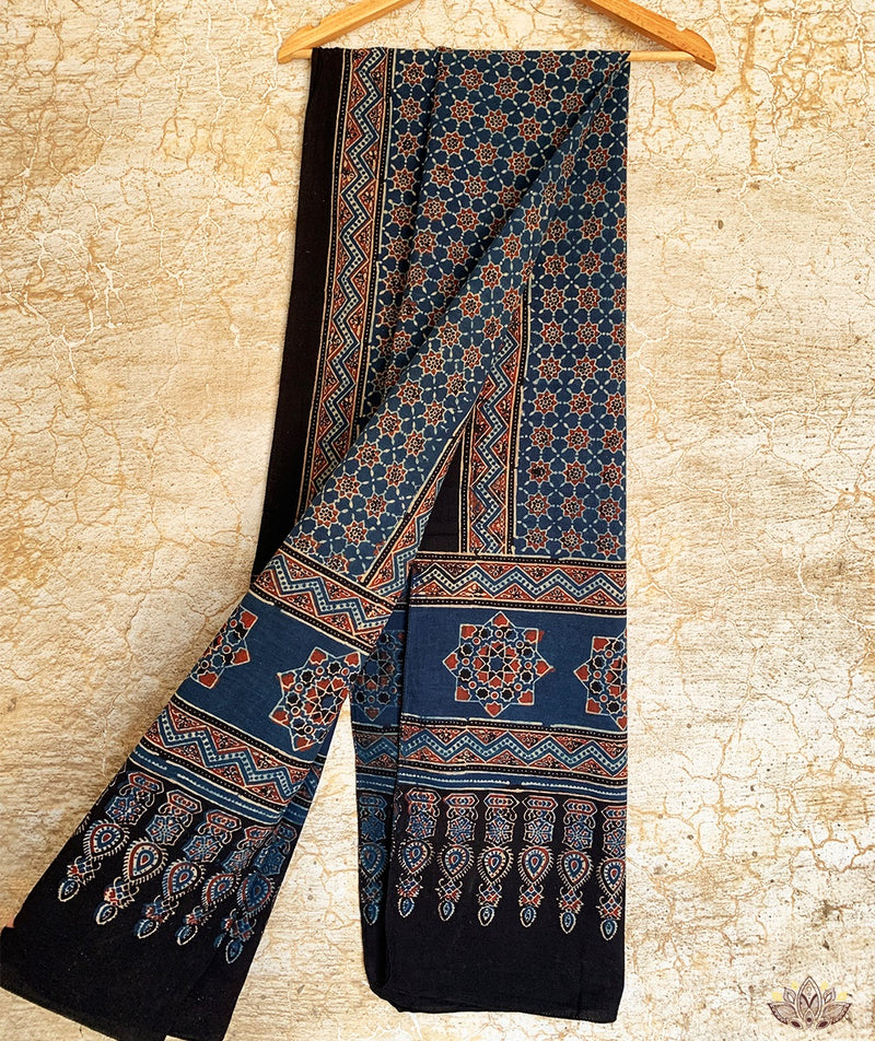 Ajrakh cotton hand block printed stole