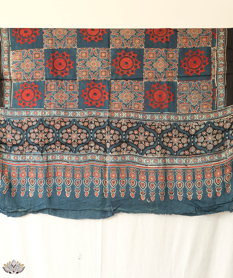 Ajrakh modal silk hand block printed dupatta