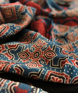 Ajrakh modal silk hand block printed dupatta