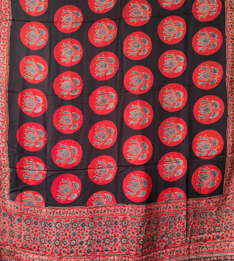 Ajrakh modal silk hand block printed dupatta