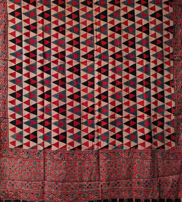 Ajrakh modal silk hand block printed dupatta