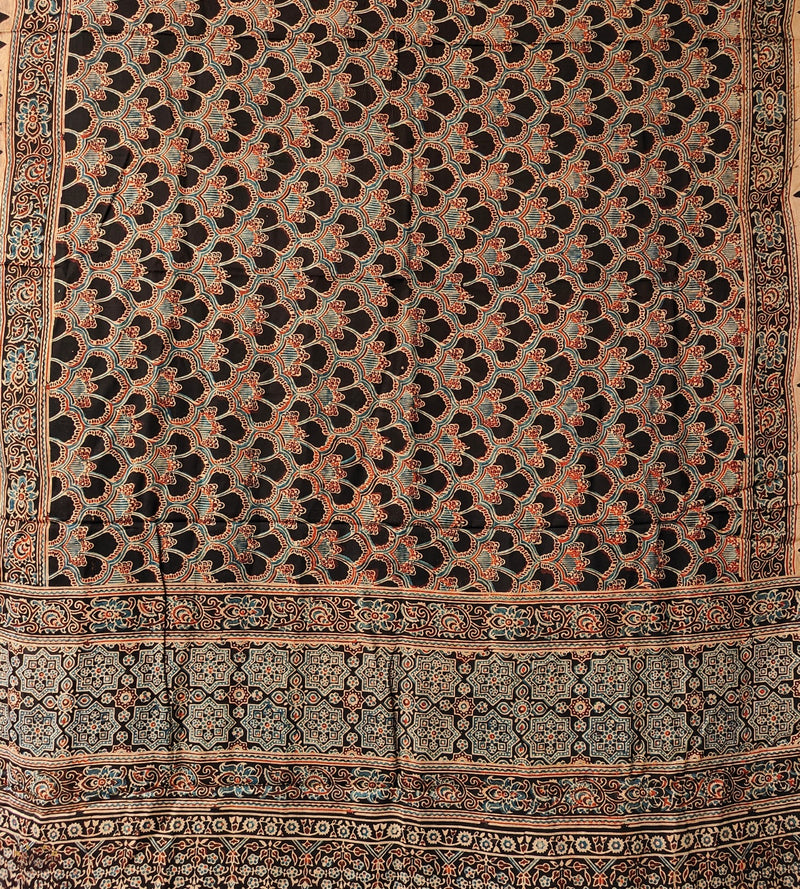 Ajrakh modal silk hand block printed dupatta