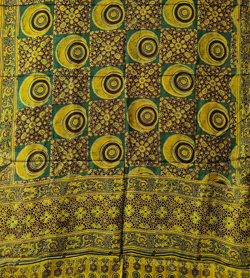 Ajrakh modal silk hand block printed dupatta