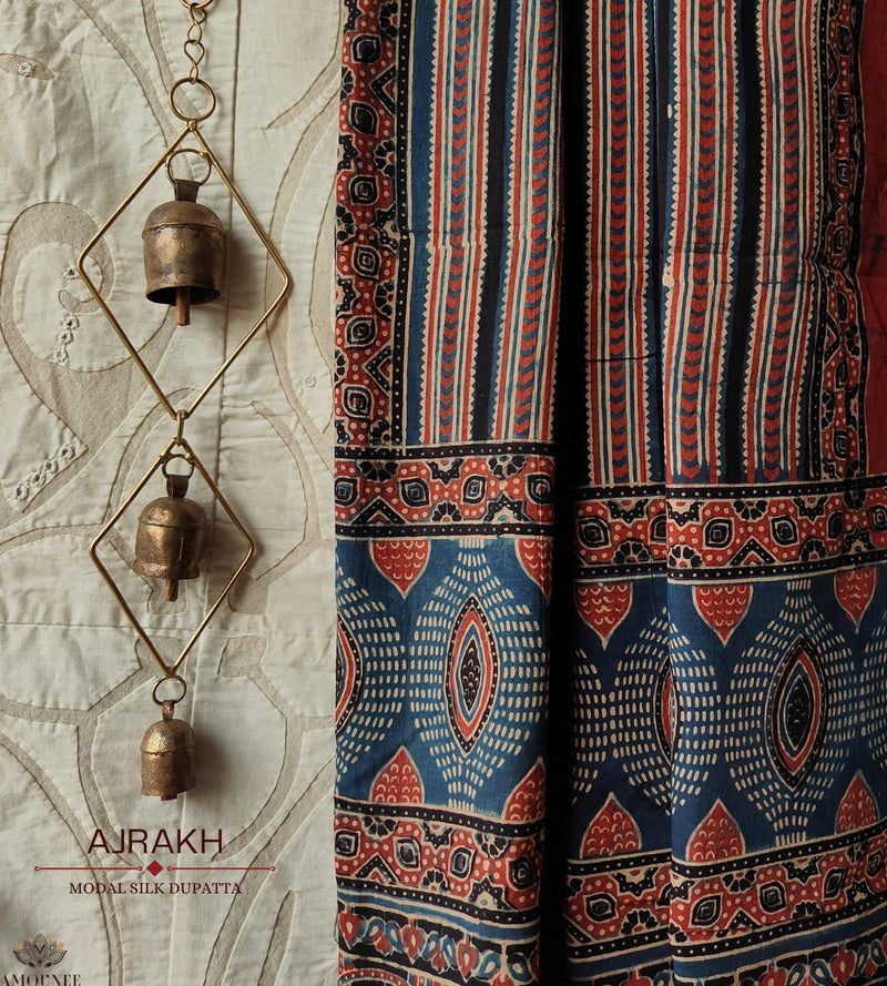 Ajrakh Handblock Printed Cotton Dupatta