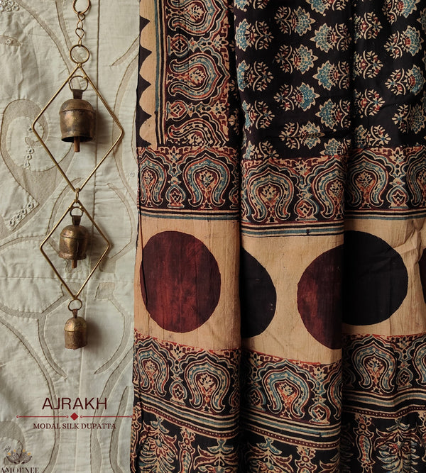 Ajrakh Handblock Printed Cotton Dupatta