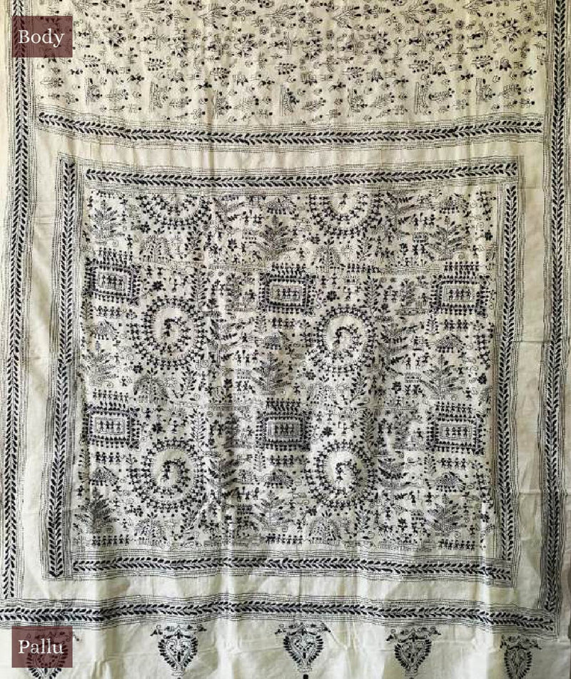 Exclusive Amounee Kantha Embroidered Art Silk Saree