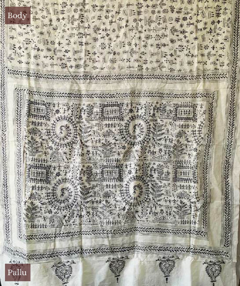 Exclusive Amounee Kantha Embroidered Art Silk Saree