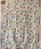 Exclusive Amounee Kantha Embroidered Tussar Silk Dupatta