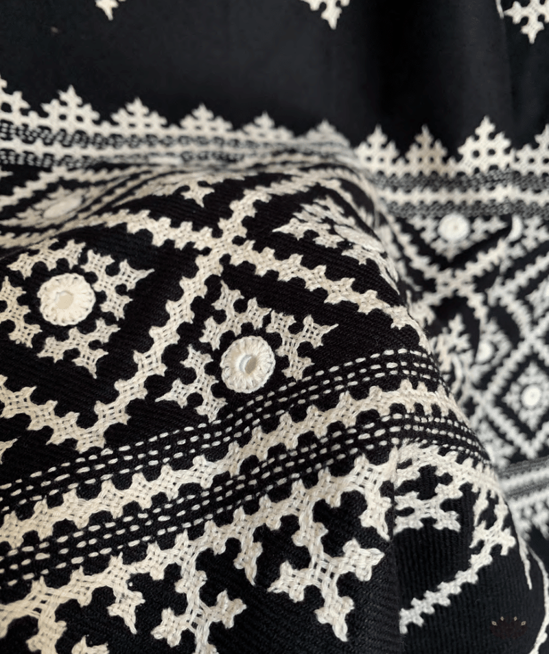 Exclusive Amounee Kantha Embroidered Woollen Shawl