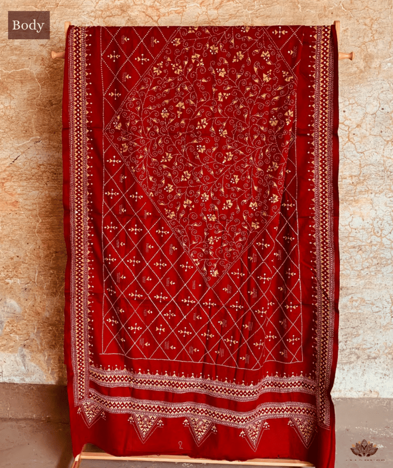 Exclusive Amounee Kantha Embroidered Woollen Shawl