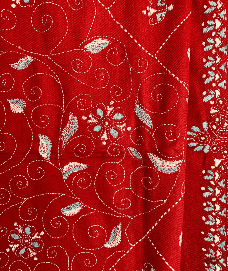 Exclusive Amounee Kantha Embroidered Woollen Shawl