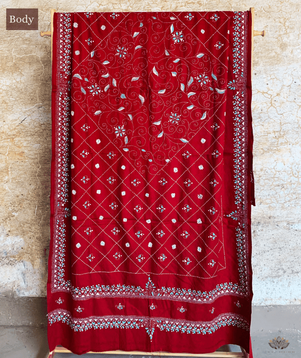 Exclusive Amounee Kantha Embroidered Woollen Shawl