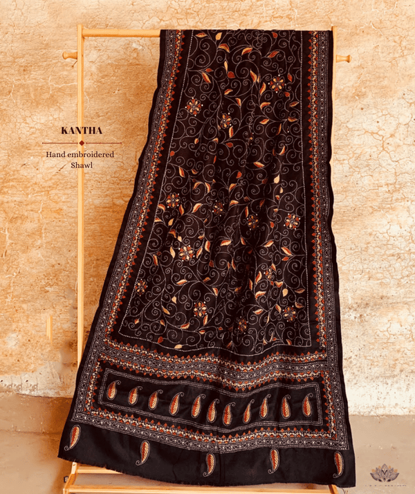 Exclusive Amounee Kantha Embroidered Woollen Shawl