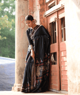 Exclusive Amounee Kantha Embroidered Pure Muga Silk Saree