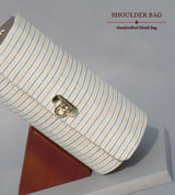 The Blue-Yellow Stripe Shoulder Cylindrical Bag