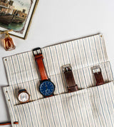 The Watch Organiser - Khadi Roll over for Travel and Storage.