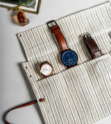 The Watch Organiser - Khadi Roll over for Travel and Storage.