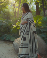 Ajrakh Cotton Handblock Printed Saree