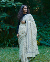 Ajrakh Cotton Handblock Printed Saree