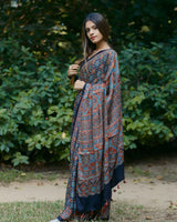 Ajrakh Modal Silk Hand Block Printed Saree