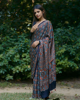 Ajrakh Modal Silk Hand Block Printed Saree