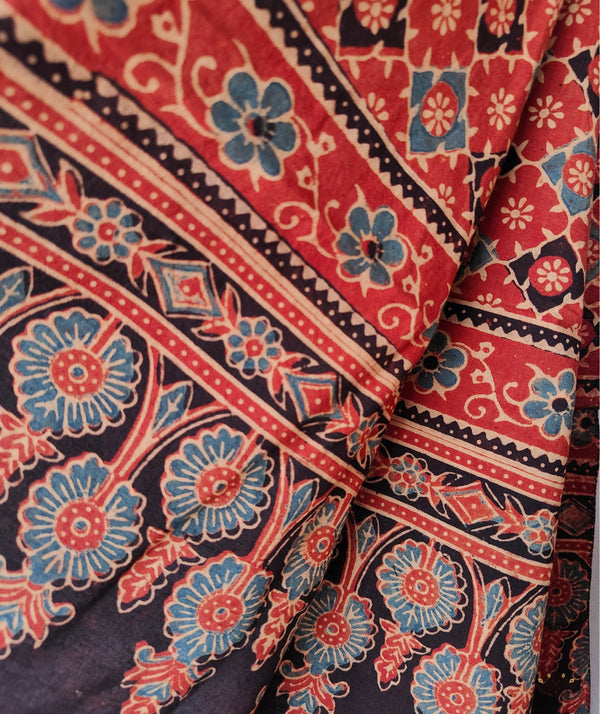 Ajrakh cotton hand block printed stole