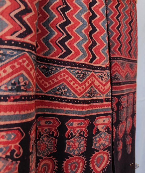 Ajrakh cotton hand block printed stole