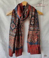 Ajrakh cotton hand block printed stole